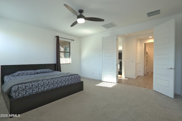 4149 E Appaloosa Rd, Gilbert, AZ 85296 - carpeted bedroom with baseboards, visible vents, and a ceiling fan