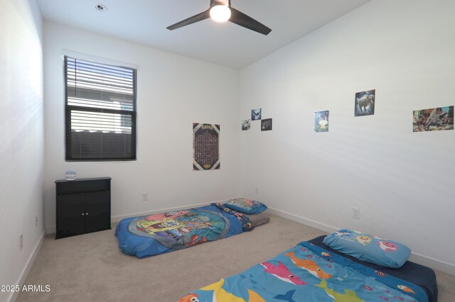 4149 E Appaloosa Rd, Gilbert, AZ 85296 - carpeted bedroom featuring baseboards, lofted ceiling, and a ceiling fan