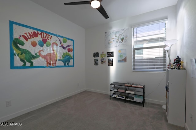 4149 E Appaloosa Rd, Gilbert, AZ 85296 - interior space with baseboards, carpet floors, and a ceiling fan