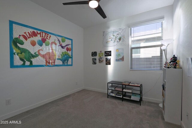 4149 E Appaloosa Rd, Gilbert, AZ 85296 - interior space with a ceiling fan, carpet floors, and baseboards