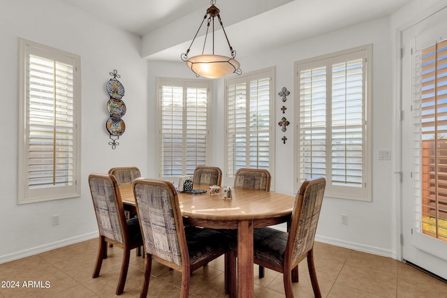 tiled dining space with a healthy amount of sunlight