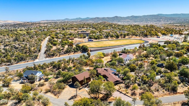 birds eye view of property featuring a mountain view