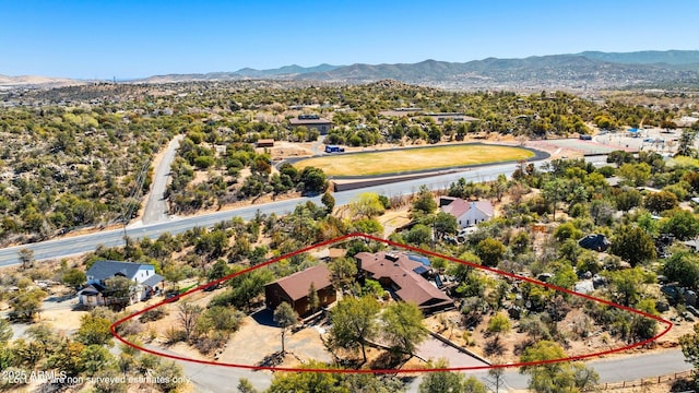 bird's eye view featuring a mountain view