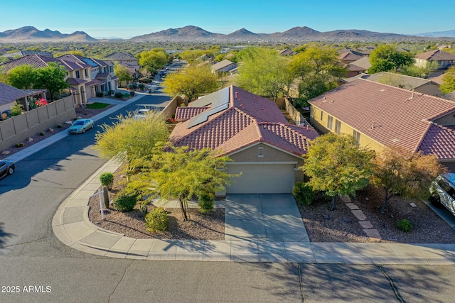 bird's eye view with a mountain view