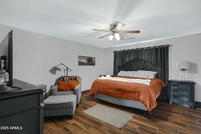 bedroom featuring ceiling fan