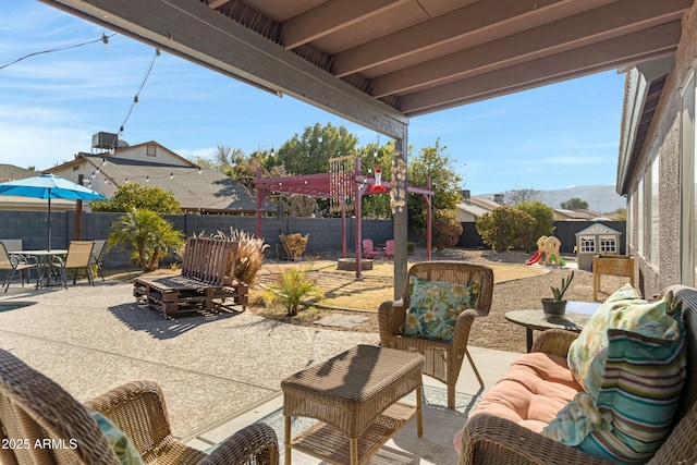 view of patio with an outdoor living space