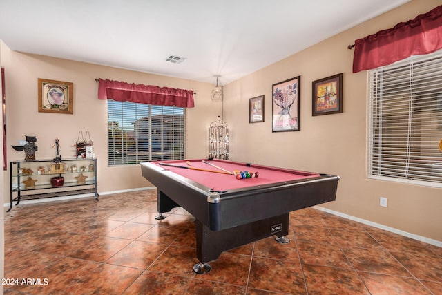 game room with billiards