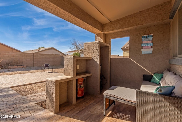 view of patio / terrace featuring an outdoor living space