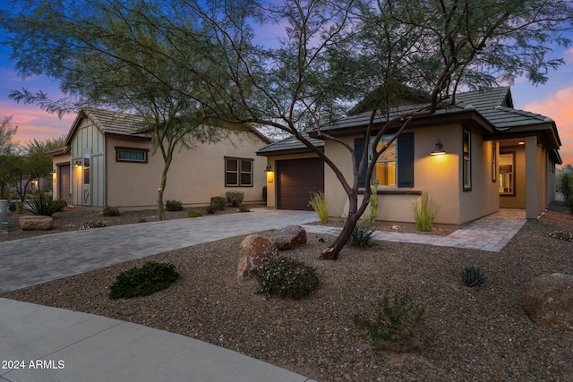 view of front of house featuring a garage