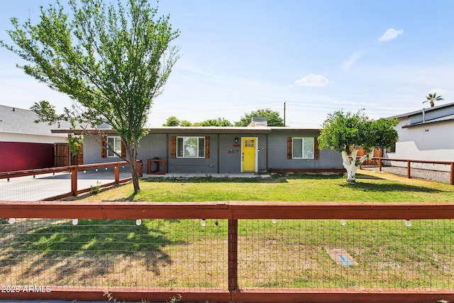 single story home featuring brick siding