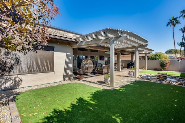 exterior space with a pergola