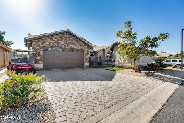 view of front of house with a garage