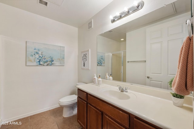 3330 S Gilbert Rd Unit 2090, Chandler, AZ 85286 - bathroom featuring vanity, a shower stall, visible vents, and tile patterned floors