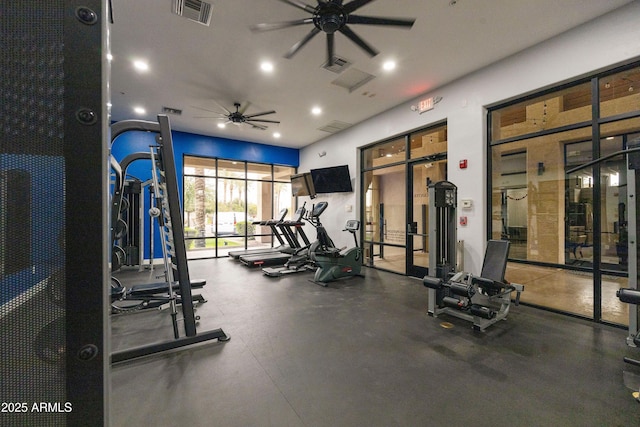 3330 S Gilbert Rd Unit 2090, Chandler, AZ 85286 - workout area featuring recessed lighting, visible vents, and a ceiling fan