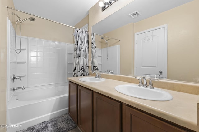 2111 N 77th Gln, Phoenix, AZ 85035 - full bathroom with shower / bath combination with curtain and double vanity