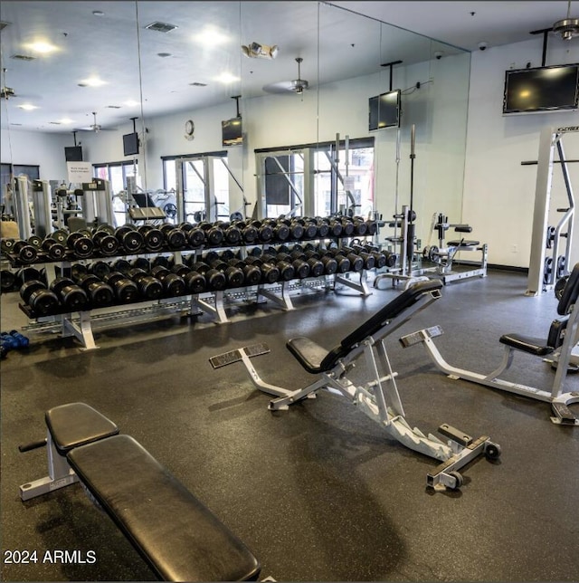 gym featuring visible vents