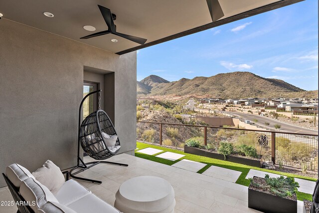 14108 E Harmony Ln, Fountain Hills, AZ 85268 - balcony featuring a mountain view and ceiling fan