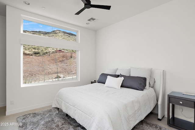 14108 E Harmony Ln, Fountain Hills, AZ 85268 - bedroom with baseboards, ceiling fan, and visible vents