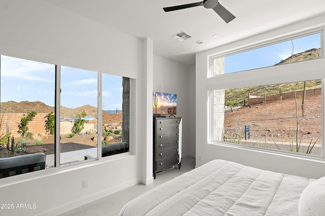 14108 E Harmony Ln, Fountain Hills, AZ 85268 - bedroom with a ceiling fan, baseboards, and visible vents