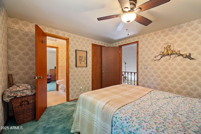 11 N County Road N1030 St, Greer, AZ 85927 - carpeted bedroom with a ceiling fan, wallpapered walls, and a closet