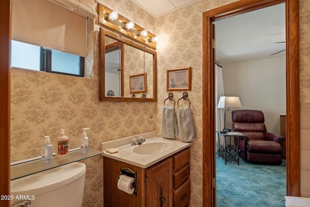 11 N County Road N1030 St, Greer, AZ 85927 - bathroom featuring vanity, toilet, and wallpapered walls
