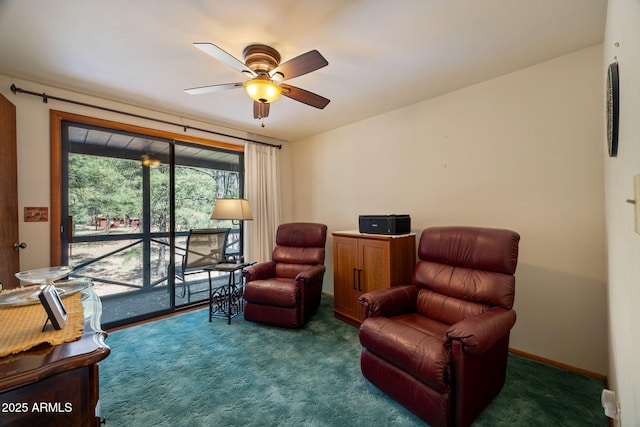 11 N County Road N1030 St, Greer, AZ 85927 - sitting room featuring a ceiling fan, carpet floors, and baseboards