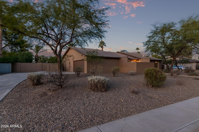 view of front of house with a garage