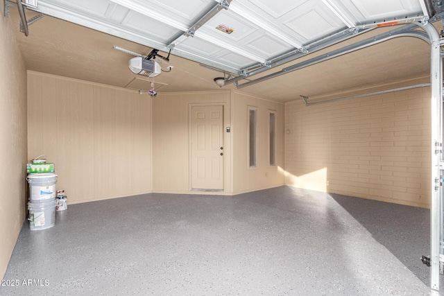 garage with a garage door opener