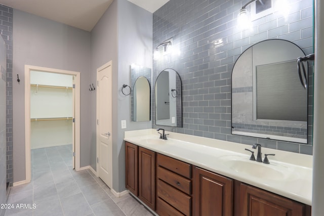 bathroom with vanity and tile patterned floors