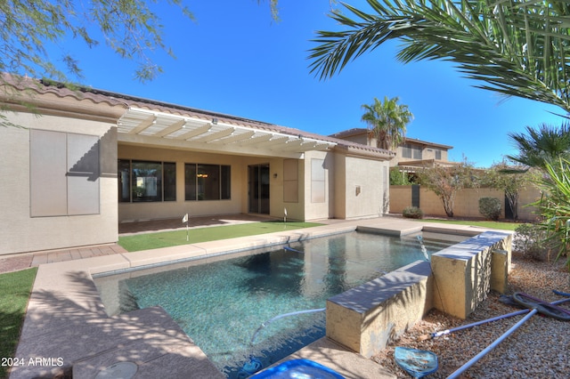 view of swimming pool featuring a patio area