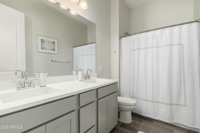 1829 N 43rd Ter, Phoenix, AZ 85008 - bathroom featuring a sink, double vanity, toilet, and wood finished floors