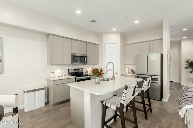 1829 N 43rd Ter, Phoenix, AZ 85008 - kitchen featuring a sink, gray cabinets, stainless steel appliances, and visible vents