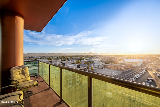 balcony with a mountain view