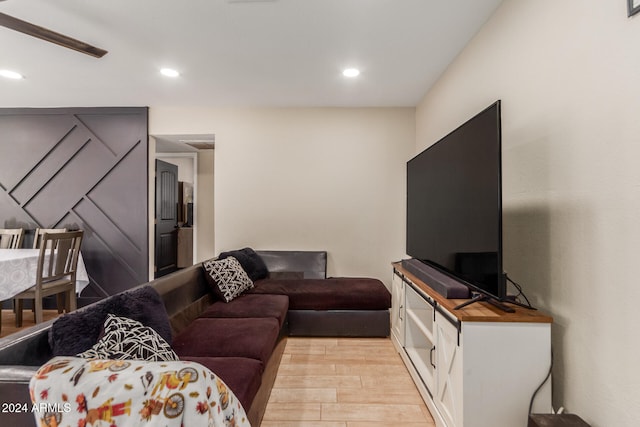 living room with light wood-type flooring