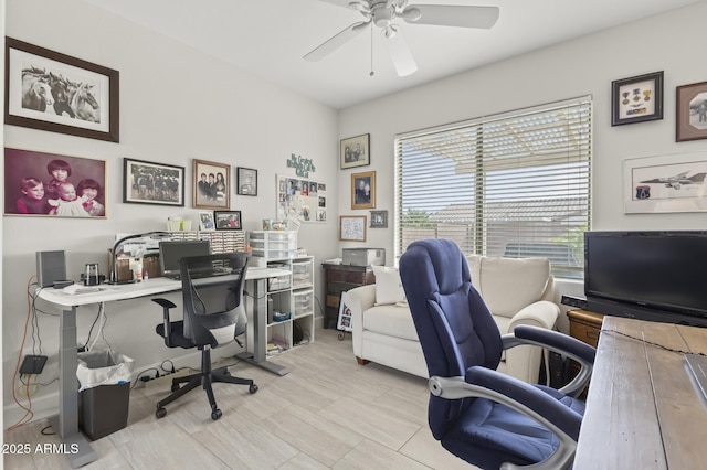 office featuring ceiling fan