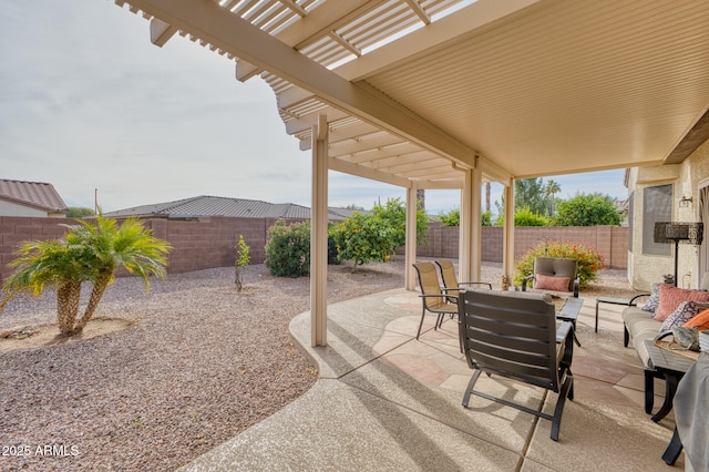 view of patio / terrace featuring a pergola