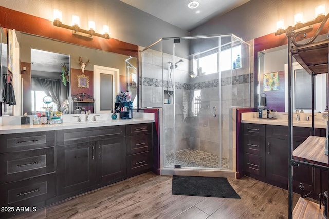 30511 N 162nd Way, Scottsdale, AZ 85262 - full bath with a shower stall, vanity, and wood finished floors