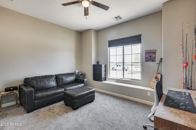 30511 N 162nd Way, Scottsdale, AZ 85262 - carpeted living room featuring ceiling fan and baseboards