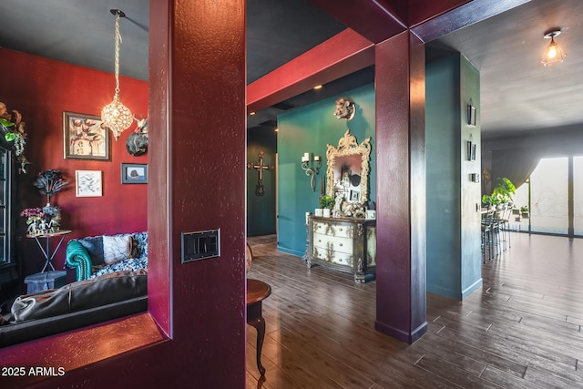 30511 N 162nd Way, Scottsdale, AZ 85262 - hallway with baseboards, wood finished floors, and a chandelier
