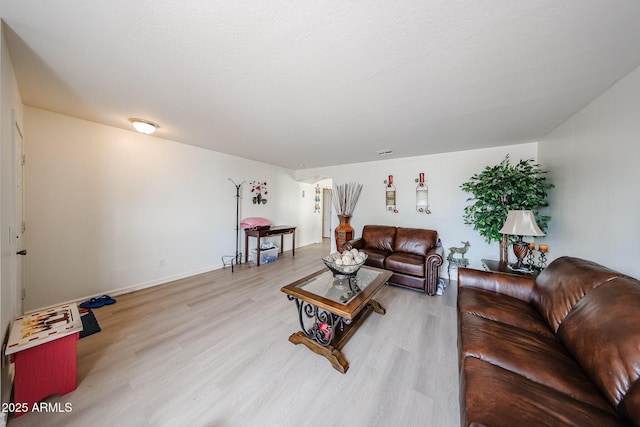 living room with light wood-type flooring