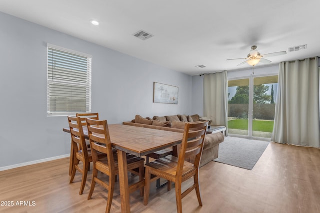 724 S 11th St, Coolidge, AZ 85128 - dining area with light wood-style floors, a ceiling fan, and recessed lighting