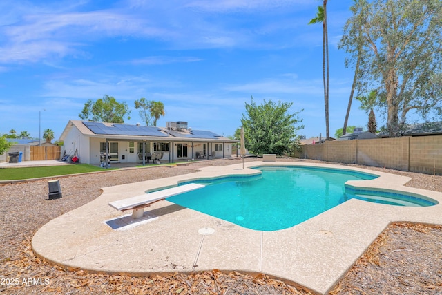 2607 E Mercer Ln, Phoenix, AZ 85028 - view of swimming pool featuring a fenced backyard, a patio area, and a diving board
