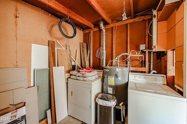 laundry area featuring washer / clothes dryer and water heater