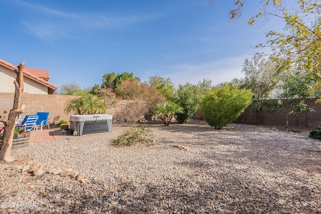 view of yard with a patio area and a fenced backyard