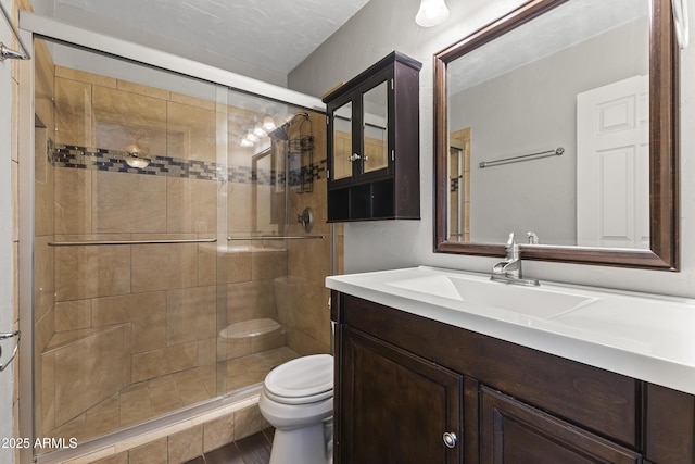 2633 E Garnet Ave, Mesa, AZ 85204 - bathroom with toilet, a shower stall, and vanity