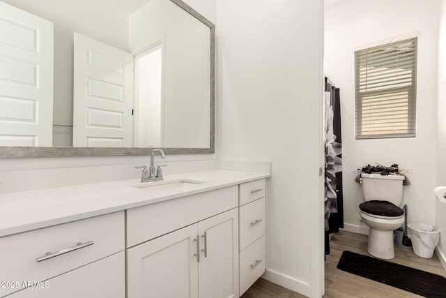 3832 W Mcneil St, Laveen, AZ 85339 - bathroom featuring toilet, wood finished floors, vanity, and baseboards