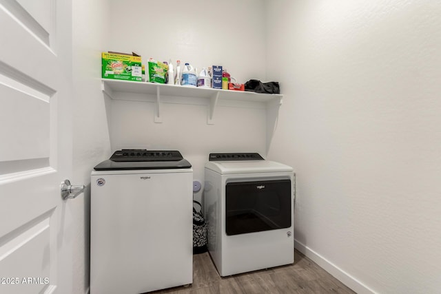 3832 W Mcneil St, Laveen, AZ 85339 - laundry area with independent washer and dryer, light wood-type flooring, and baseboards