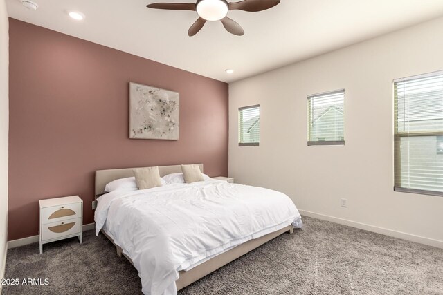 2256 W Laurie Ln, Phoenix, AZ 85021 - bedroom with carpet flooring, baseboards, ceiling fan, and recessed lighting