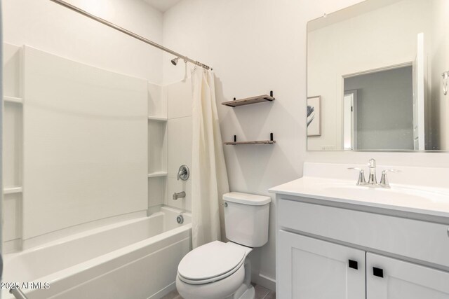 2256 W Laurie Ln, Phoenix, AZ 85021 - bathroom featuring vanity, shower / bath combo with shower curtain, and toilet
