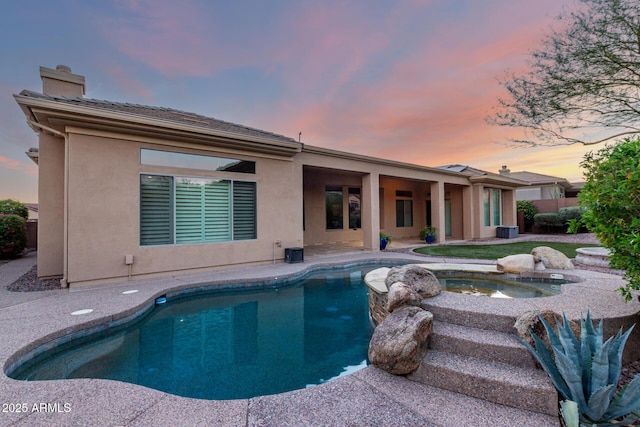 41715 N River Bend Rd, Phoenix, AZ 85086 - view of pool with a patio area, central air condition unit, an in ground hot tub, and a fenced in pool